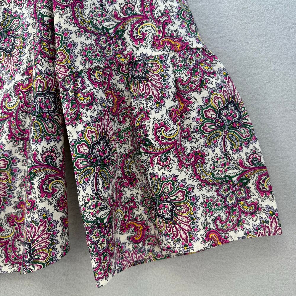 J. Crew Boho Tunic Top Women's L Petite Multicolor Print Long Sleeve V-Neck - Picture 3 of 9